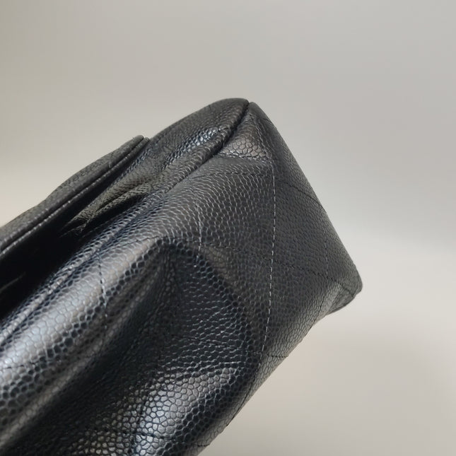 Chanel Classic Flap Maxi 2011 Black Caviar Leather Double Flap with Gold Hardware