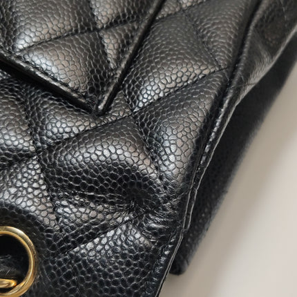 Chanel Classic Flap Maxi 2011 Black Caviar Leather Double Flap with Gold Hardware