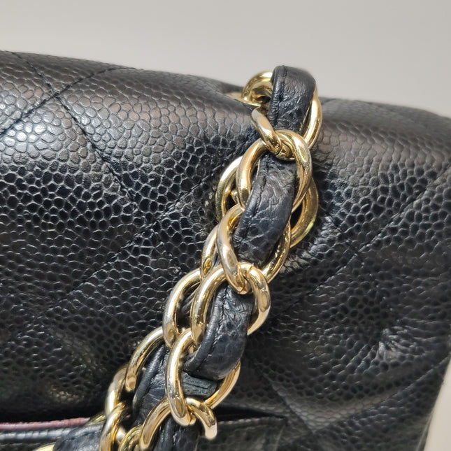 Chanel Classic Flap Maxi 2011 Black Caviar Leather Double Flap with Gold Hardware