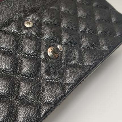 Chanel Classic Flap Jumbo 2011 Black Caviar Leather Double Flap Silver Hardware