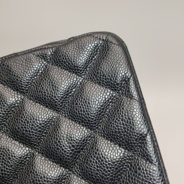Chanel Classic Flap Jumbo 2011 Black Caviar Leather Double Flap Silver Hardware