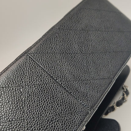 Chanel Classic Flap Jumbo 2011 Black Caviar Leather Double Flap Silver Hardware