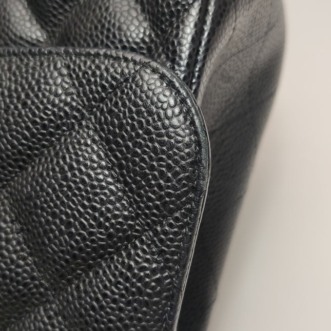 Chanel Classic Flap Jumbo 2011 Black Caviar Leather Double Flap Silver Hardware