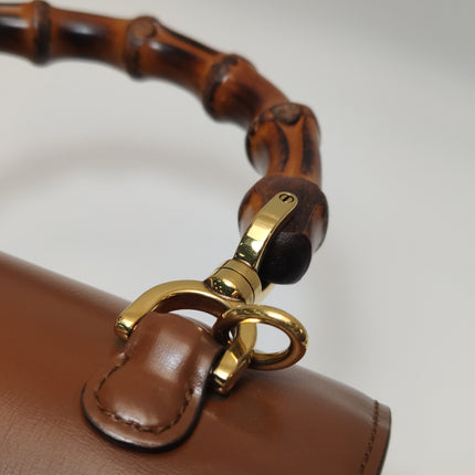 Gucci Bamboo 1947 Small Brown Top Handle Bag Leather with Strap