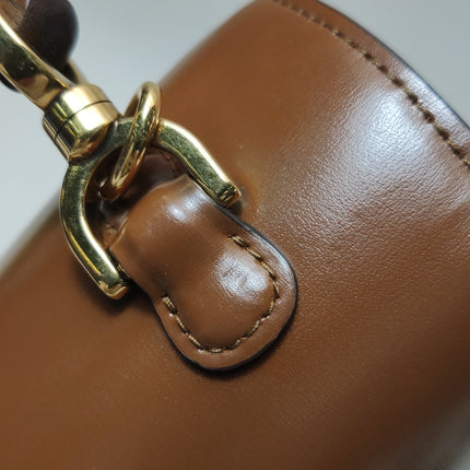 Gucci Bamboo 1947 Small Brown Top Handle Bag Leather with Strap