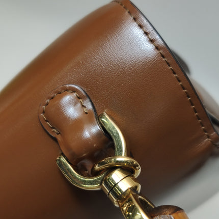 Gucci Bamboo 1947 Small Brown Top Handle Bag Leather with Strap