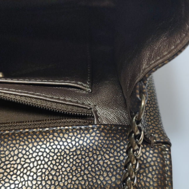 Chanel Paris Byzance Limited Edition Gold Caviar Leather Black Jewel Lock