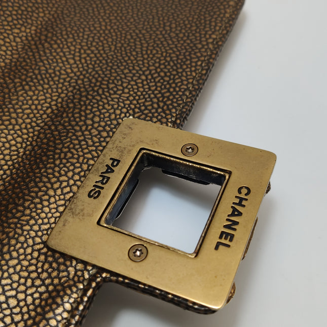 Chanel Paris Byzance Limited Edition Gold Caviar Leather Black Jewel Lock