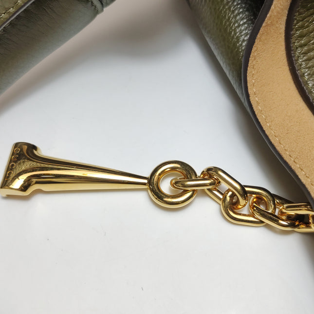 Gucci Softbit Maxi Shoulder Bag Olive Green Calfskin Leather 2024