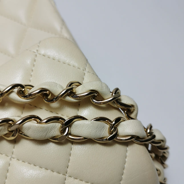 Chanel Classic Flap Small Bag White Lambskin Gold Hardware 2021