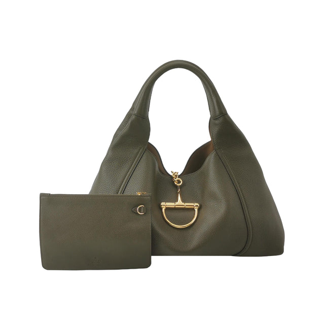 Gucci Softbit Maxi Shoulder Bag Olive Green Calfskin Leather 2024