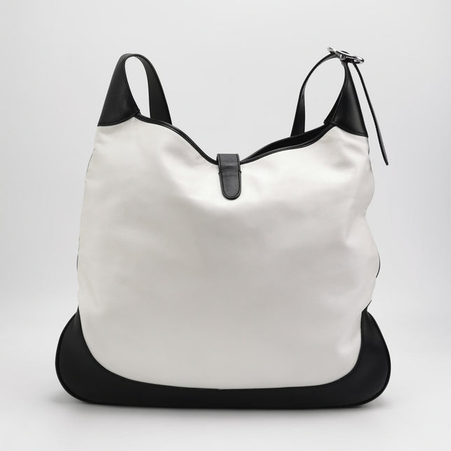 Gucci Jackie 1961 Large Black and White Calfskin Leather With Long Strap