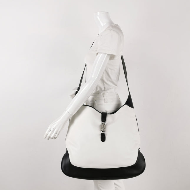 Gucci Jackie 1961 Large Black and White Calfskin Leather With Long Strap
