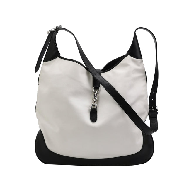 Gucci Jackie 1961 Large Black and White Calfskin Leather With Long Strap-Luxbags