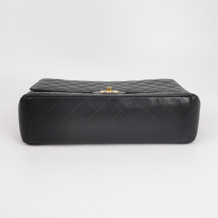 Chanel Classic Flap Maxi 2011 Black Caviar Leather Double Flap with Gold Hardware