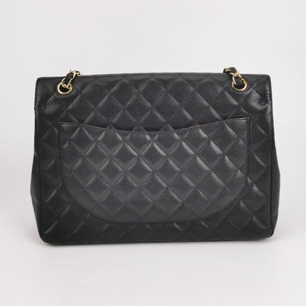 Chanel Classic Flap Maxi 2011 Black Caviar Leather Double Flap with Gold Hardware