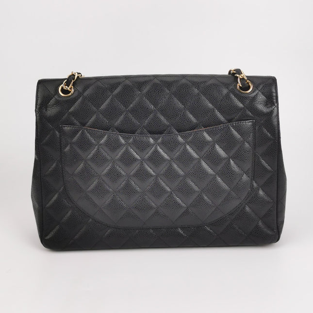 Chanel Classic Flap Maxi 2011 Black Caviar Leather Double Flap with Gold Hardware