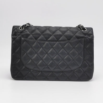 Chanel Classic Flap Jumbo 2011 Black Caviar Leather Double Flap Silver Hardware