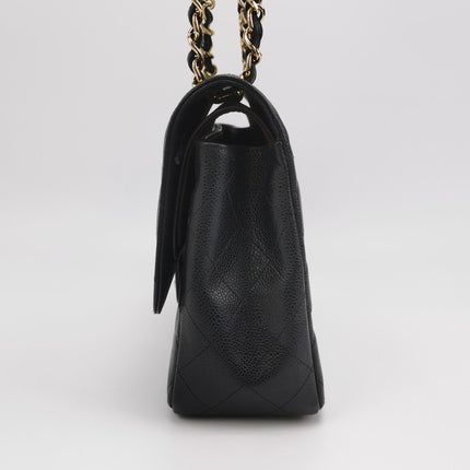 Chanel Classic Flap Jumbo 2011 Black Caviar Leather Double Flap Gold Hardware