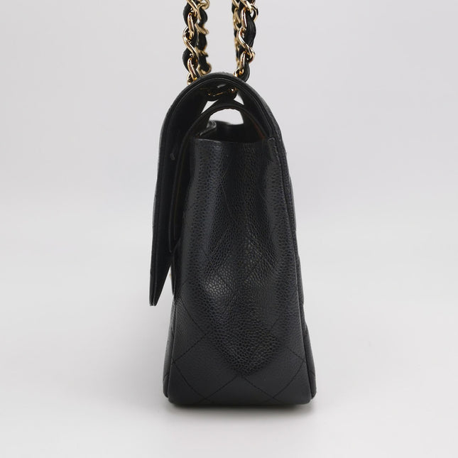 Chanel Classic Flap Jumbo 2011 Black Caviar Leather Double Flap Gold Hardware
