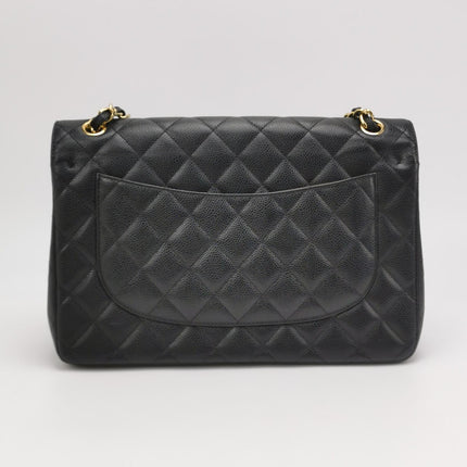 Chanel Classic Flap Jumbo 2011 Black Caviar Leather Double Flap Gold Hardware