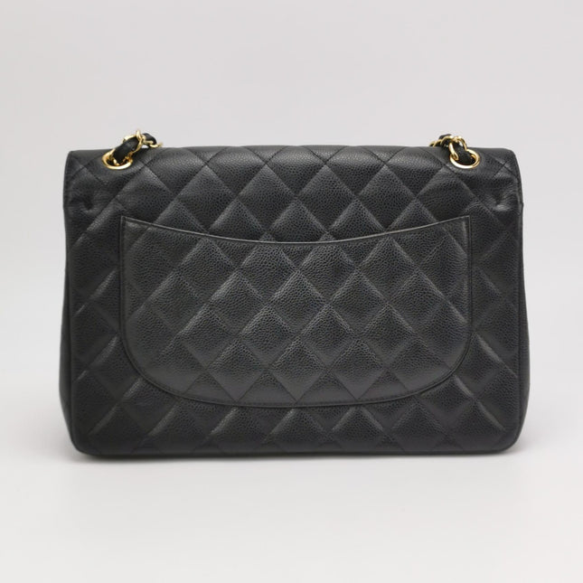 Chanel Classic Flap Jumbo 2011 Black Caviar Leather Double Flap Gold Hardware