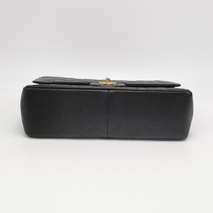 Chanel Classic Flap Jumbo 2011 Black Caviar Leather Double Flap Gold Hardware