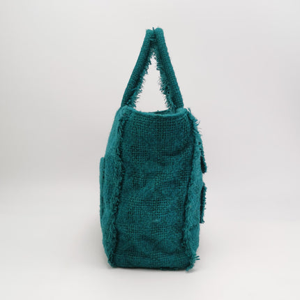 Chanel x Pharrel Williams Tweed Giant Logo Shopping Tote Green Quilted