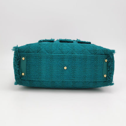 Chanel x Pharrel Williams Tweed Giant Logo Shopping Tote Green Quilted