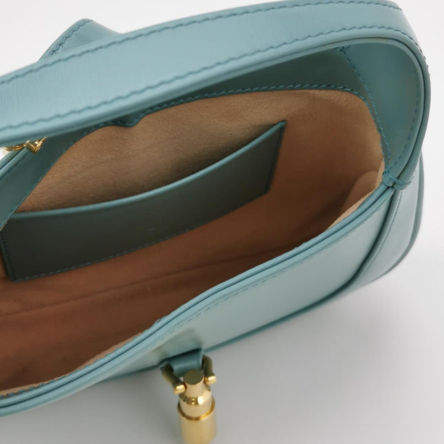 Gucci Jackie 1961 Mini Blue Leather Bag with Adjustable Strap