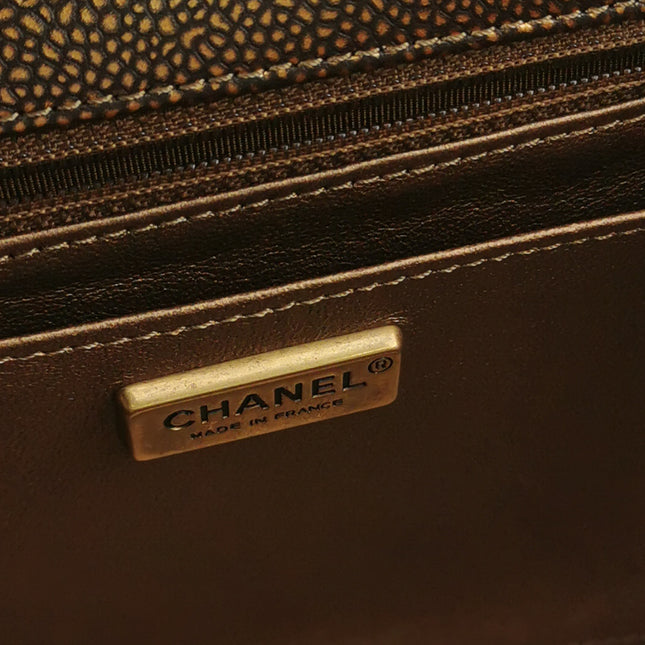 Chanel Paris Byzance Limited Edition Gold Caviar Leather Black Jewel Lock