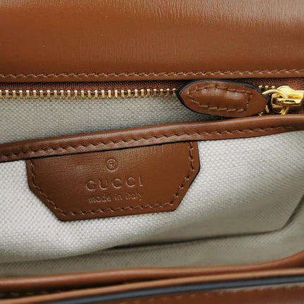 Gucci Bamboo 1947 Small Brown Top Handle Bag Leather with Strap