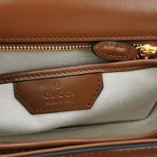 Gucci Bamboo 1947 Small Brown Top Handle Bag Leather with Strap