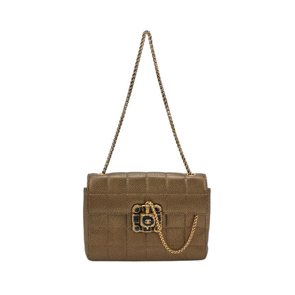 Chanel Paris Byzance Limited Edition Gold Caviar Leather Black Jewel Lock