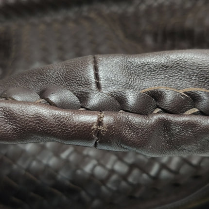 Bottega Veneta Belly Hobo Intreccio Leather Dark Chocolate Brown Large 50cm