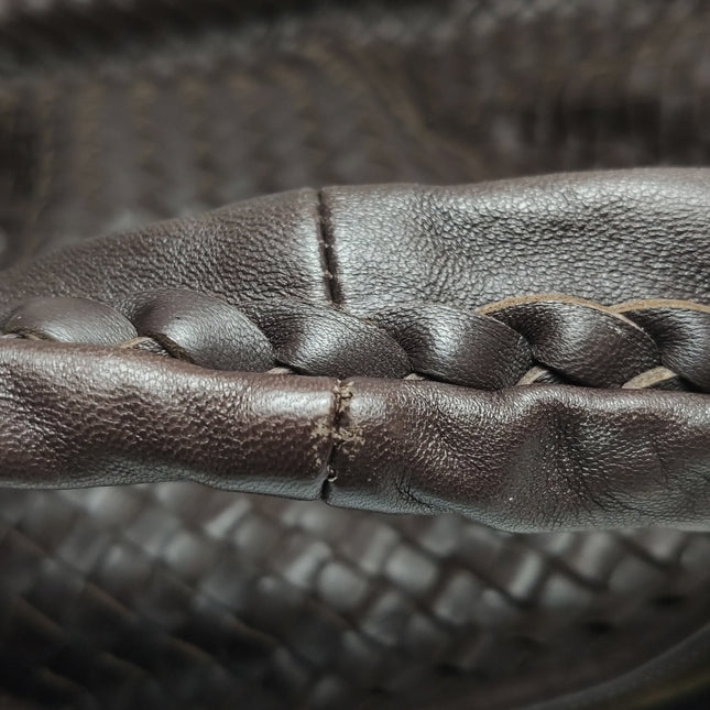 Bottega Veneta Belly Hobo Intreccio Leather Dark Chocolate Brown Large 50cm