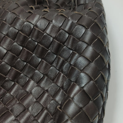 Bottega Veneta Belly Hobo Intreccio Leather Dark Chocolate Brown Large 50cm