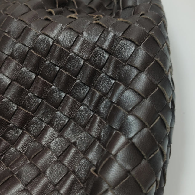 Bottega Veneta Belly Hobo Intreccio Leather Dark Chocolate Brown Large 50cm