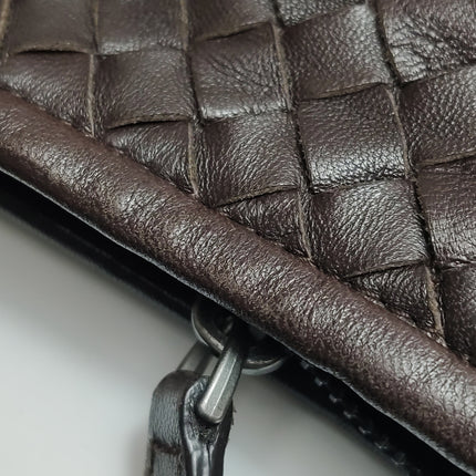 Bottega Veneta Belly Hobo Intreccio Leather Dark Chocolate Brown Large 50cm