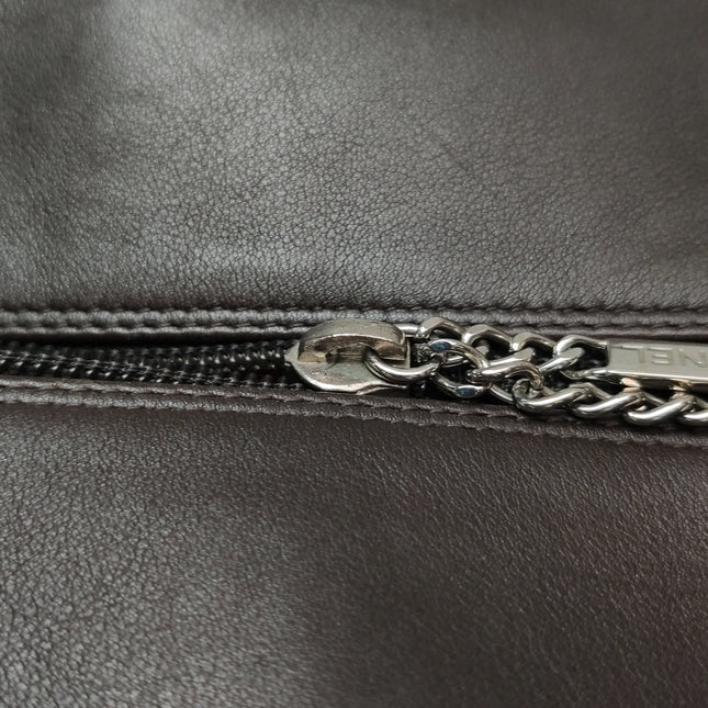 Chanel Cambon Large Dark Brown Calfskin Leather Double Strap Handbag