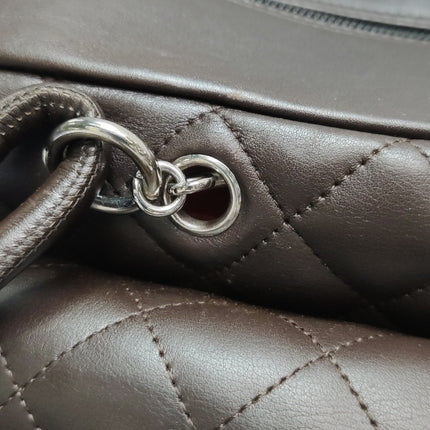 Chanel Cambon Large Dark Brown Calfskin Leather Double Strap Handbag