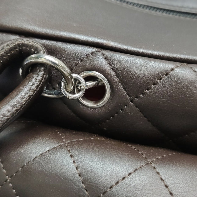 Chanel Cambon Large Dark Brown Calfskin Leather Double Strap Handbag