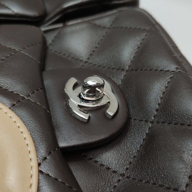 Chanel Cambon Large Dark Brown Calfskin Leather Double Strap Handbag