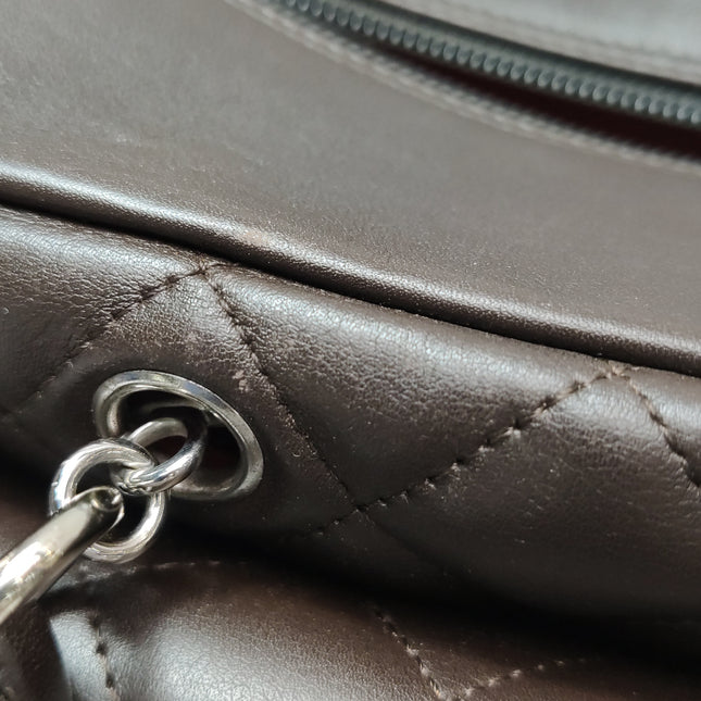 Chanel Cambon Large Dark Brown Calfskin Leather Double Strap Handbag