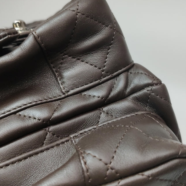 Chanel Cambon Large Dark Brown Calfskin Leather Double Strap Handbag