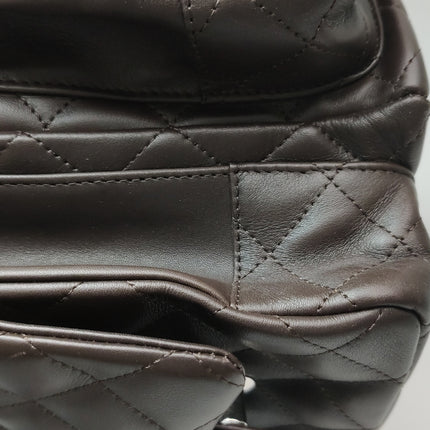 Chanel Cambon Large Dark Brown Calfskin Leather Double Strap Handbag