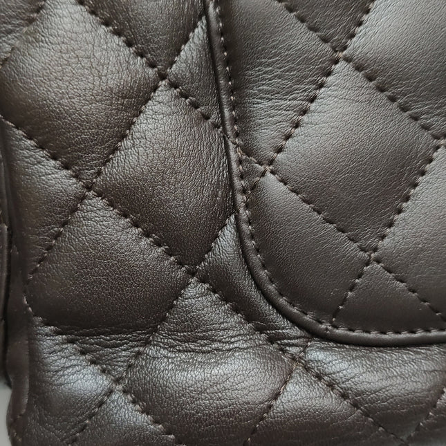 Chanel Cambon Large Dark Brown Calfskin Leather Double Strap Handbag