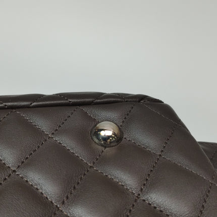 Chanel Cambon Large Dark Brown Calfskin Leather Double Strap Handbag