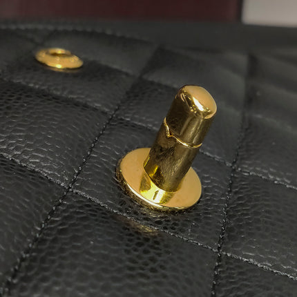Chanel Classic Flap Jumbo 2011 Black Caviar Leather Double Flap Gold Hardware