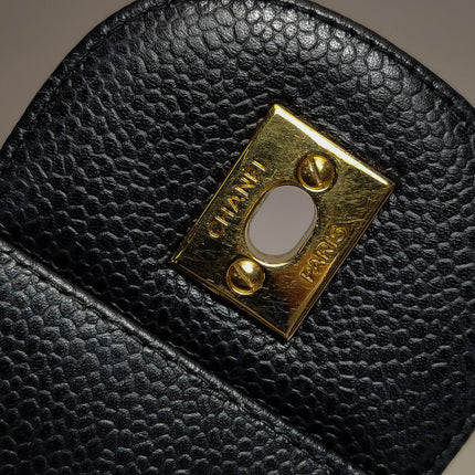 Chanel Classic Flap Jumbo 2011 Black Caviar Leather Double Flap Gold Hardware